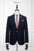 361 Bộ Vest xanh caro đen 1 nút #1